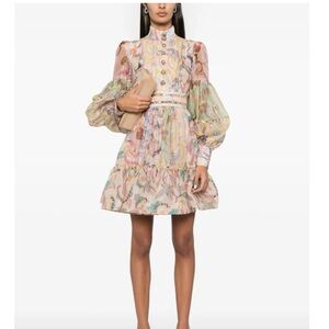 Zimmermann Pink A-line Long Sleeve Bishop Sleeve Dress